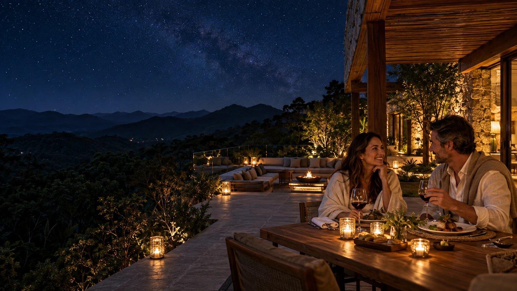 Jantar privativo a dois sob as estrelas
